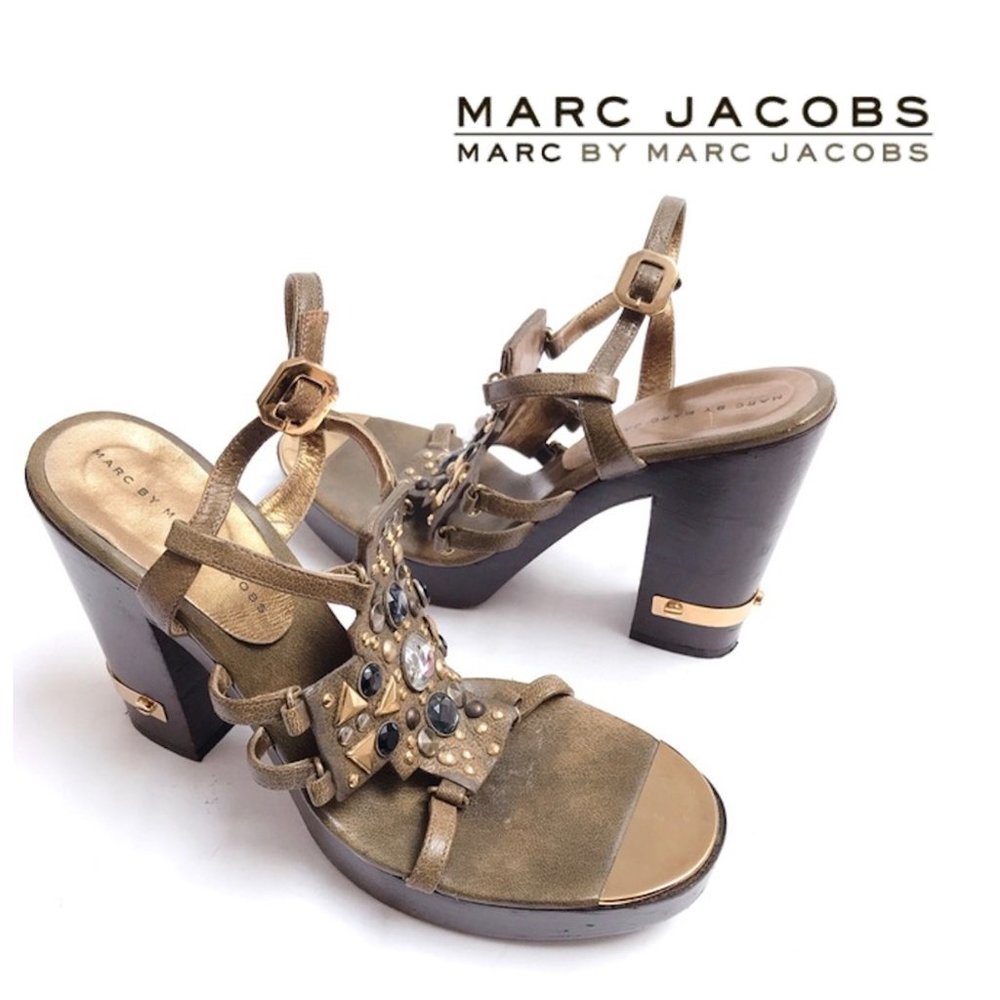 MARC BY MARC JACOBS Metallic Bronzed Studded Platform Heels